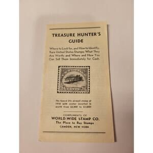 Vintage 1939 Treasure Hunter's Guide Booklet World Wide Stamp Co./ Stamp Collect